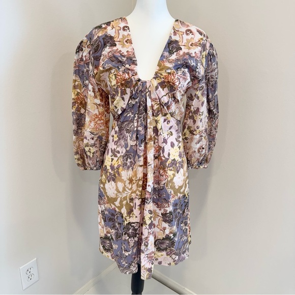 Anna Cate Weatherly Dress Floral V Neck Long Sleeve S - Picture 2 of 9